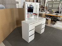 Table de maquillage de luxe avec miroir et étagères de rangement, pour coin de chambre, avec chaise incluse