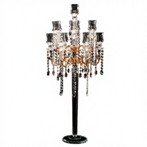 Magnifiques centres de table de mariage modernes, candélabres en verre cristal à 9 bras - Product Image 2