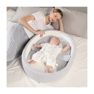 Cama transpirable barata para dormir para bebés, nuevo diseño orgánico para bebés + cunas cuna moderna nido redondo para bebés