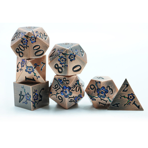 Alliage de zinc polyédrique <span class=keywords><strong>logo</strong></span> personnalisé donjons et <span class=keywords><strong>dragons</strong></span> couleur cuivre solide fleur mica dés ensemble - Product Image 1