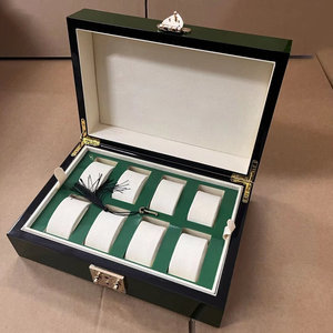 Cajas y estuches de madera verde de lujo personalizados de fábrica con 8 ranuras para guardar relojes, con logo, organizadores de relojes para hombre y mujer - Product Image 4