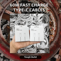 Kabel Data Pengisian Cepat PD 60W Best Seller 2025, Selubung Nilon Kepang, Fungsi Daya untuk iPhone 15 16 Max, Termasuk Kotak Retail