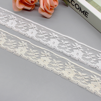 Dentelle française blanche à motif floral délicat de 3,8 cm pour la couture et les loisirs créatifs, bord festonné doux pour vêtements de poupée, lingerie