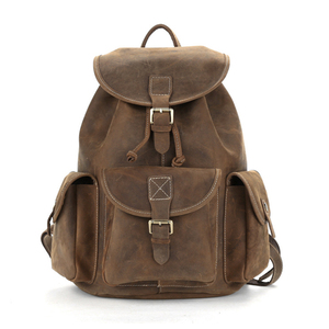 Sac à dos Vintage Crazy Horse en cuir véritable pour ordinateur portable, <span class=keywords><strong>cartable</strong></span> de voyage et de randonnée, nouveau Style 2023 - Product Image 4