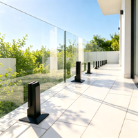 Accessoires de balustrade extérieure OEM modernes en acier inoxydable, sans cadre, résistants à la rouille, pour piscine et clôture en verre