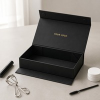Boîte Cadeau Sourcils et Cils Noir Mat avec Dorure à Chaud, Impression Personnalisée, Fermeture Magnétique Rigide, Pliable, Vente en Gros Direct Usine, Emballage Plat