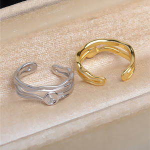 Anillo de Plata S925 para Perlas Sueltas, Soporte para Perlas de 6-9mm, Diseño Ondulado Cepillado, Modelo 5611 - Product Image 3