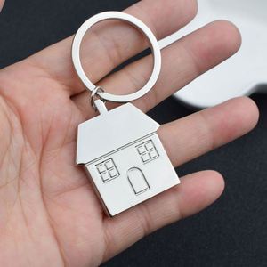 Wholesale Business Gift Fashion Vintage Letterpress Printing Engraving Silver Zinc Alloy House Shape Keychain <b>Key</b> <b>Chain</b> - Product Image 5