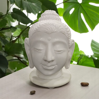 Lampe de nuit en pierre polie blanche en forme de tête de Bouddha, sculptée à la main, LED, méditation, commande tactile, intensité réglable, Feng Shui, Vastu, décoration intérieure