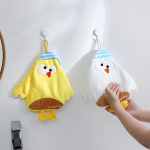 Toallitas de Mano de Felpa de Coral con Forma de Pollo de Dibujos Animados para Niños, Secado Rápido, Suaves, Sin Pelusas, Alta Absorción de Agua, Duraderas, para Uso Doméstico - Product Image 1