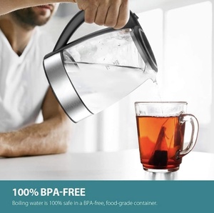 Ấm đun nước điện thủy tinh 2L, nắp và đáy bằng thép không gỉ không chứa BPA, đun nước nóng nhanh, tự động tắt nguồn - Product Image 5