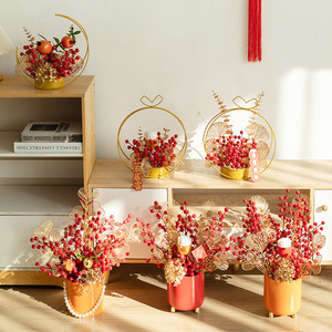 <b>Artificial</b> Flowers Lucky Fruit Decorations Red Berries Plastic High Simulation Chinese New Year Home Living Room Bedroom Wedding - Product Image 1