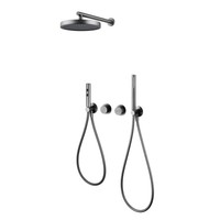 Ensemble de mitigeur de douche pour salle de bain, robinet thermostatique en laiton brossé noir, jet doux et pluie, utilisation hôtelière