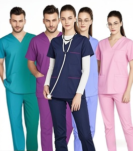 Bộ đồ y tế bằng vải cotton + quần ống thẳng, đồng phục bệnh viện, vải kháng khuẩn, đồng phục thú y, nha khoa, phẫu thuật - Product Image 1