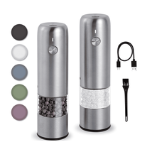 Juego de Molinillos Eléctricos de Sal y Pimienta Premium, Recargables por USB, Portátiles, Ajustables, Mini Molinillo de Especias para Acampar al Aire Libre