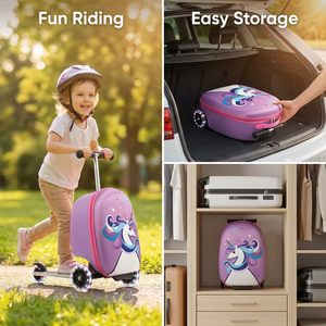 [<span class=keywords><strong>Prix</strong></span> promotionnel] Trottinette pliable pour enfants de 19 pouces, valise trottinette 2-en-1 personnalisable, <span class=keywords><strong>sac</strong></span> de voyage durable en EVA - Product Image 1