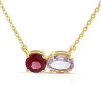 Collar con Colgante de Piedras Irregulares Multicolores, Amatista Ovalada, Granate Púrpura Redondo, Plata 925, Joyería Fina para Regalo o Uso Diario