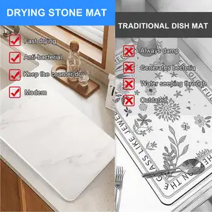 Mới đá cẩm thạch cứng Diatomite nhà bếp truy cập Thảm nhanh chóng làm khô thấm khay đá món ăn khô thảm thiết kế tối giản