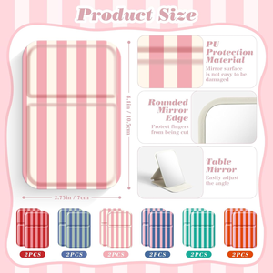 12 Espejos Compactos Italianos con Rayas, Espejos de Bolsillo Mini al por Mayor, Regalo de Cumpleaños para Chicas Solteras - Product Image 3