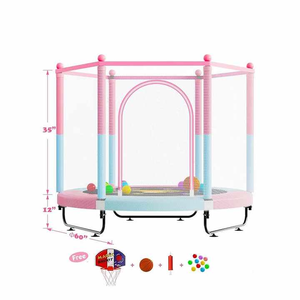 <span class=keywords><strong>Trampoline</strong></span> rose pour bébé, <span class=keywords><strong>petit</strong></span> <span class=keywords><strong>trampoline</strong></span> pour tout-petits, jeu doux, trampolines d'intérieur pour enfants avec panier de basket-ball - Product Image 2