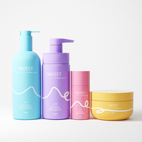 Flacon pompe en PET personnalisé pour produits féminins, nettoyant, savon, shampoing, après-shampoing, huile capillaire, ensemble d'emballage 200ml 300ml
