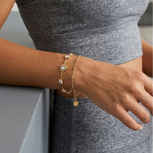 Heart-Shaped Zircon <b>Titanium</b> Steel Bracelet For Women Light Luxury Jewelry Stainless Steel 18K Gold Plated Gift Occasion - Product Image 2