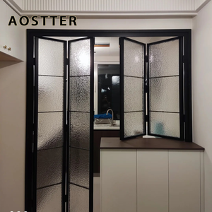 Puerta Plegable Corredera <span class=keywords><strong>de</strong></span> Aluminio para Exteriores, Comercial, <span class=keywords><strong>con</strong></span> Doble Acristalamiento Panorámico, Aislamiento Térmico, Color Negro Moderno, AOSTTER NFRC AS2047 - Product Image 2