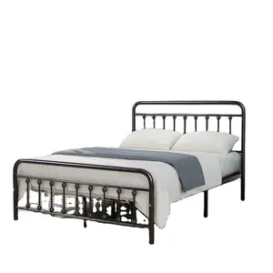 Modern Black Canopy Rustic Cheap Welded All Wrought Simple metal Double Bed For Sale