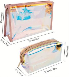 Custom Clear Holographic Pvc Travel <b>Makeup</b> Bag Organizer Pouch <b>Makeup</b> Laser Holographic Clear Toiletry Bag Cosmetic <b>Makeup</b> Bag - Product Image 2