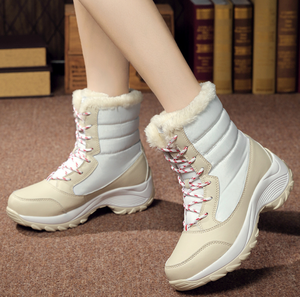 Bottes de neige en coton imperméable pour femmes <span class=keywords><strong>2022</strong></span> haut épais étudiants conception à lacets pour les saisons d'automne et d'été - Product Image 1