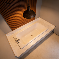 Baignoire rectangulaire autoportante en acrylique avec drain intégré, design écologique, portable pour intérieur, garantie 5 ans, nettoyage facile, immersion confortable