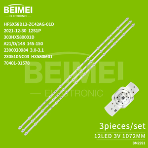 Tira de Retroiluminación LED de Aluminio Compatible con <span class=keywords><strong>Xiaomi</strong></span> Redmi L58R8-A L58M7-<span class=keywords><strong>EA</strong></span>, Tira LED HFSX58D12-ZC42AG-01D 12S1P 303HX580001D - Product Image 2