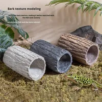 Cueva de Cemento Simulada de Tronco Hueco de 8-12 Pulgadas de Largo para Reptiles, Escondite para Anfibios, Accesorios para Terrarios de Reptiles, para Serpientes y Lagartos