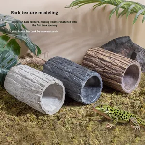 Caverne cachette pour <span class=keywords><strong>reptiles</strong></span> de 8 à 12 pouces de longueur, en ciment, imitation de bois creux, pour cachette d'amphibiens, accessoires pour terrarium de <span class=keywords><strong>reptiles</strong></span>, pour serpents et lézards - Product Image 5