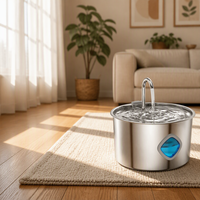 Fontaine à eau pour animaux de compagnie à grande capacité 3,2 L en acier inoxydable avec circulation d'eau et filtre automatique pour chats et petits chiens