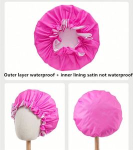 Bonnet de Douche Imperméable en Soie Satinée pour Cheveux Bouclés, Grande Taille, Double Couche, pour Femmes - Product Image 2