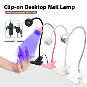 โคมไฟเล็บ LED, แหล่งจ่ายไฟ USB, โคมไฟเล็บแบบคลิปหนีบ, ดีไซน์คลิปหนีบแบบสายคล้องคอหงส์, หมุนได้ 360 องศา, แฮนด์ฟรี, เจลขัดเงา - Product Image 1