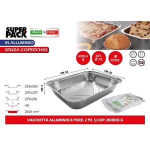 Vassoio in Alluminio a 8 Scomparti con Bordo a G, 2 Pezzi Senza Coperchio per Utensili da Pasticceria - Product Image 1