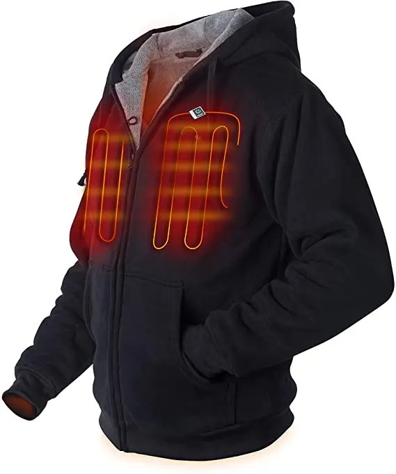 High quality rechargeable USB phone charging port heated Hoodie Electrical Sweater Jackets for Men Women outdoor windproof coat