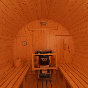 Sauna de Barril Moderna de Pino Blanco Sólido Premium para 4-6 Personas con Amplio Porche Frontal - Resistente a la Intemperie para Exteriores - Product Image 6