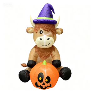 5FT <strong>Halloween</strong> Inflatable Yak with Witch <strong>Hat</strong> &amp; Pumpkin - Product Image 6