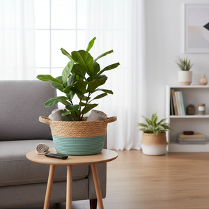 Modern Eco-Friendly Jute Storage <b>Basket</b> with Flexible Design and Handle for Multi-Purpose Organizing and Plant Display - Product Image 2