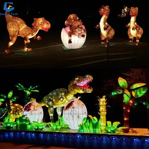 Linterna de dinosaurio para parque temático, decoración de festival de linterna de animales de seda china