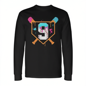 Camiseta de manga larga con estampado de helado de cumpleaños número 9 de béisbol para niño de 9 años - Product Image 2