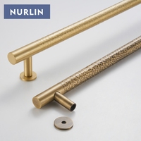 Poignée de porte en laiton Nurlin, fabriquée à la main, à motif martelé, pour porte d'entrée, installation simple ou double, pour appareils de cuisine
