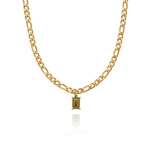 สร้อยคอโซ่ NK แฟชั่นดีไซน์ใหม่18K PVD ชุบทองสแตนเลสสร้อยคอจี้หินเพทายสีเขียว - Product Image 1