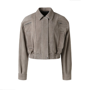 Colheita Comprimento Senhoras Outono Jaqueta De Couro Moda Alta Qualidade Mulheres Camurça Jaqueta De Couro - Product Image 4