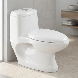WC monobloc sans bride en céramique WaterMark CE australien avec siphon en P et abattant UF - Product Image 4