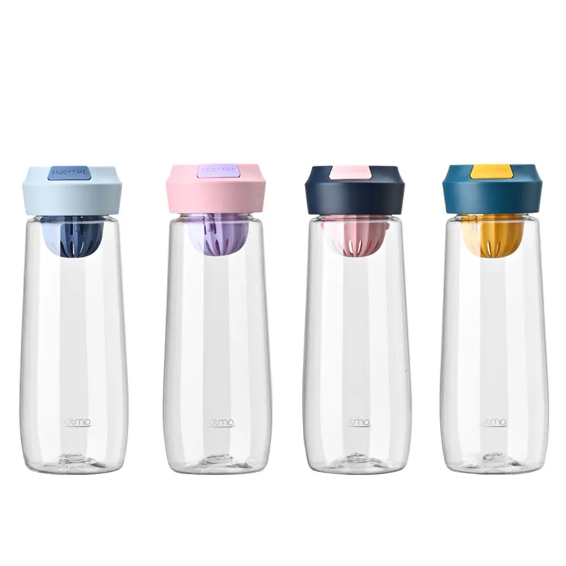 Venta al por mayor de moda duradera portátil BPA libre al aire libre deporte botella de agua de plástico con filtro