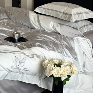 Parure de lit 4 pièces en coton pur à longues fibres 100 fils, jacquard teint en fil haute précision, style luxe léger pour <span class=keywords><strong>fille</strong></span> - Product Image 6